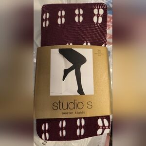 Studio S Maroon Patterned Tights